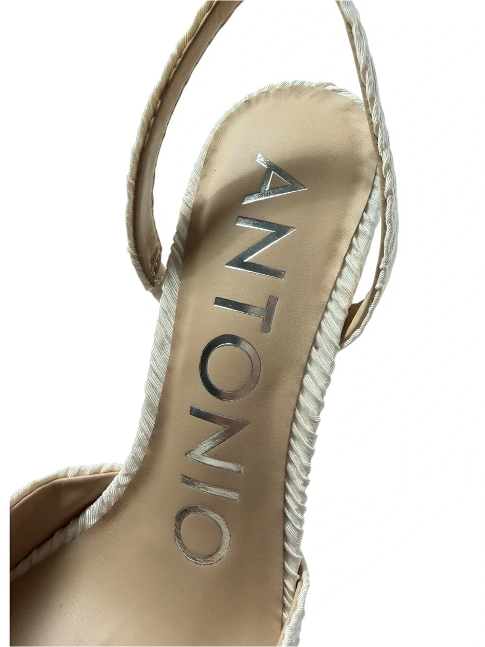 ANTONIO MELANI Pearl-Embellished Ivory Slingback Stilettos